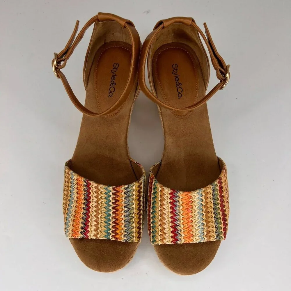 Style & Co. Womens Multicolor F42199 Seleeney Wedge Size 10M Slingback Sandals